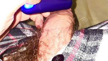 Masturbating big white cock with cumshot and loud moaning!