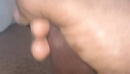 Masturbating my big black dick till i cum