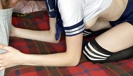 Stepdad caught college girl masturbating and fucked and cum on ass