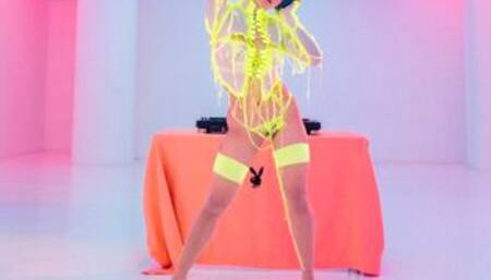 Neon lingerie looks hot on latina MILF