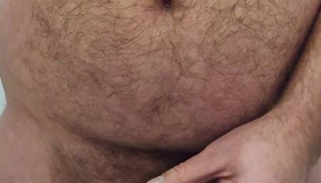 44 year old naked uncut hairy Daddy cuming all over the public toilet again