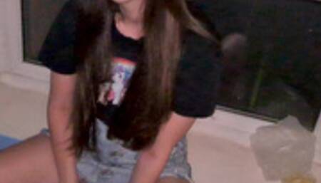 Daddy, why did you buy me champagne!? Do you want to get a blowjob in the entrance ? the old pervert