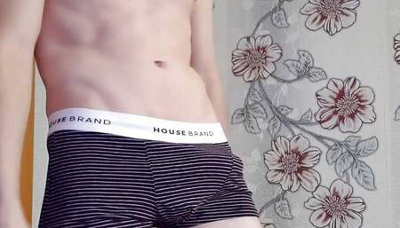 Hot Russian teen shows his beautiful ass and jerks off his big cock