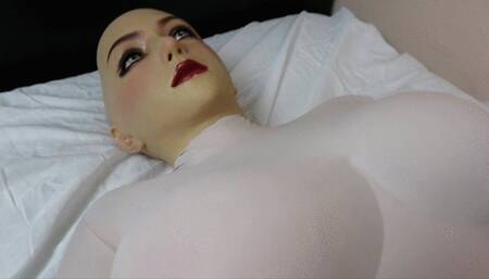 Silicone Doll Unzipped and Vibrated and Fucked by Latex Kigurumi