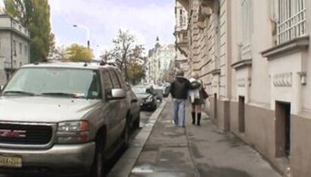 He picks up and fucks very older slim prostitute