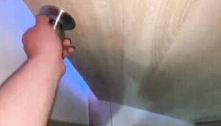 My stepsister takes me to the toilet to clean up what I did, but I can't stand it and I