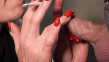 Amateur mom Smoking 2 Cigarettes and ForeSkin Having Fun Blow with Cum Into Mouth