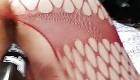 TheLady tries her new baseball bat