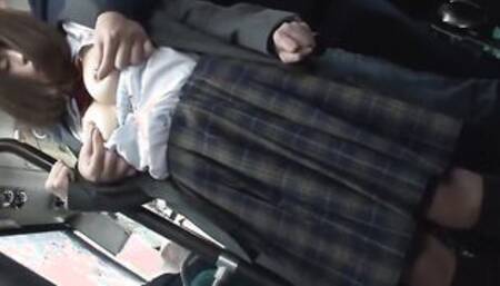 chick With Gigantic Melons is Groped from Behind on a