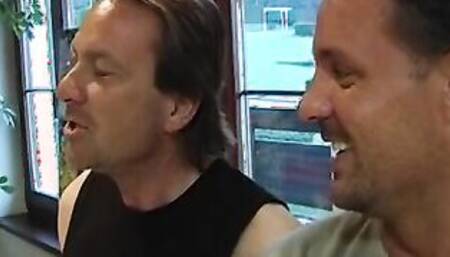 Double penetration gang bang! All guys can boned her inside