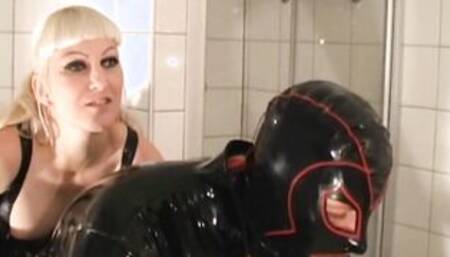 First the fake-dick then the machine