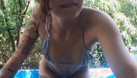 Skinny getting Hottie inside the pool ASMR pov