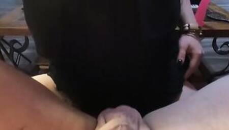 Bombshell point of view Huge Titty Gothic lover Pegging! Look at my gigantic boobs while I wear his Asshole out!!