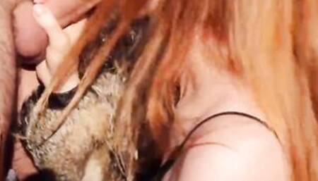 STUNNING OUTDOORS SCREWED! Quick risky sex. Fur coat and leather