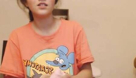 Nerdy bimbos with skinny body and adorable face seduces you