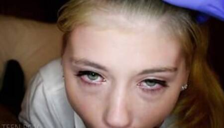 Real life Teens year older 12th grade schoolgirl Hannah Hays learns to suck dick slowly and sensually from a crazy