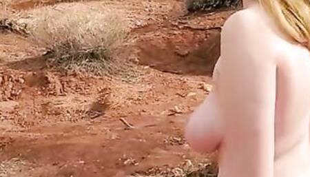 Cutie red dress and piss into outdoor