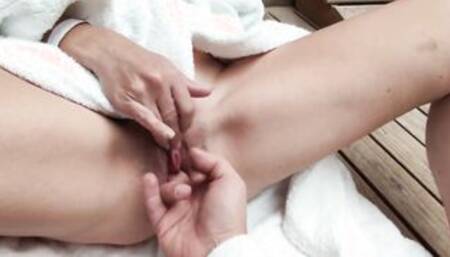 Squirt orgasm inside the outside Sauna! Dripping Cunt and Booty Finger Fucked front a stranger - MissCreamy