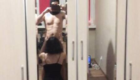 sexy Polish dark haired giving a bj pov and a surprise inside the mirror ;)
