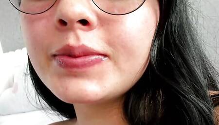 Sexy university student with the look and body of an innocent girl has a clamp on her clit and completely naked tries to