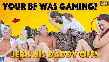 DADDY4K. Hottie wants to go for a walk but sucks old dick instead