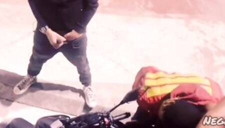 I ate the cutie inside the square, on top of the motorcycle, with several other guys