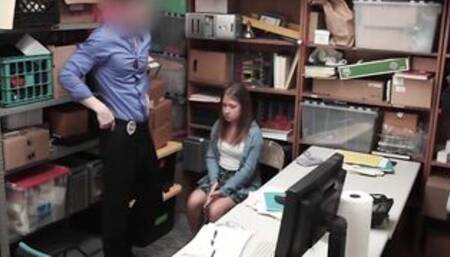 Curvy babe Brooke Bliss Caught Shoplifting and taken for Interrogation