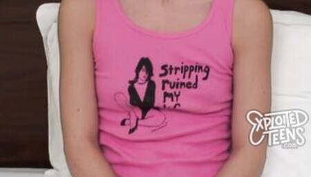 See this petite teenagers with a bald pink vagina make her first porn