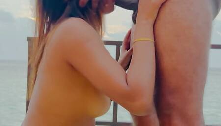 Gf ke mouth ko choda or boobs par dala