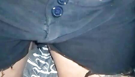 Wet pussy rubbing in sexy shorts by step daddy