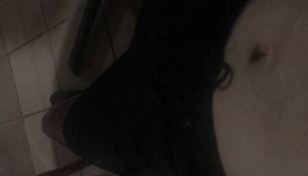 The king jerks off thinking about his sister lying down while watching TV, about to release all the cum