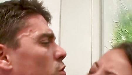 DP ass to mouth deepthroating slut 3some banged by 2 guys