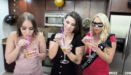 Freshly Divorced Woman And Young Friends Having 3some