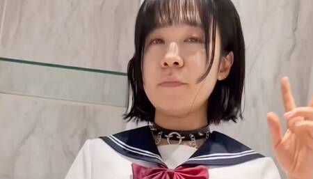 femboy  school girl Pissing while in heat japanese