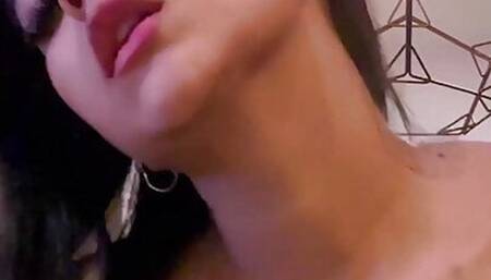 Busty latina strips down in the kitchen and rides a dildo - Ivy Flores