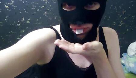 A guy in women's underwear loves to suck a man's cock