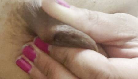 Sexy ebony chick Veronikka Fierce massages her big tits close up for you