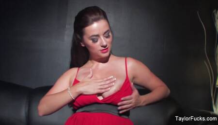 Naturally busty Taylor toys her wet pussy