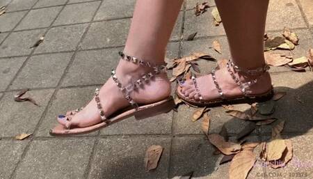 MISTRESS MYRA - OUTDOOR CRUSHING & TRAMPLING LEAVES with FASHION SANDALS (1080 HD)
