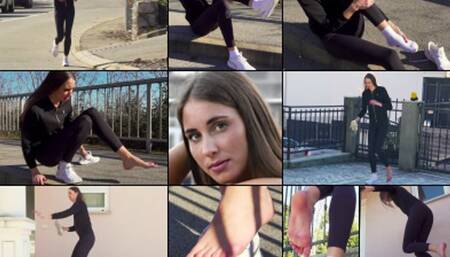 Mirna Bad Sprain While Jogging One Shoe Hopping (in HD 1920X1080)