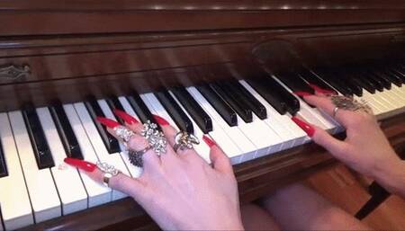 long red fingernails playing piano - full clip - 1920x1080(*wmv)