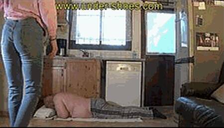 Our brutal 18 YO Goddess Miss Angie brutal full body trample and CBT under high heels escarpins (HARD VIDEO)