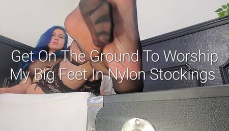 Preview: On The Ground To Worship My Feet In Nylons: POV Worship Of My Big Feet In Stockings