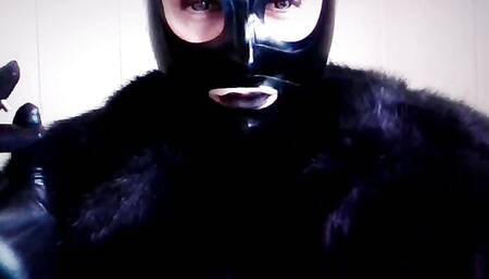 Smoking Tease  In Black Fur  Satin Gloves Cigaronne White 100s