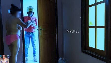 18 week pregnant milf Prank without bra with a delivery guy