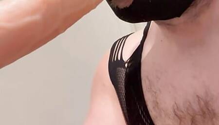 SISSY SWALLOWS SLOBBERY MONSTER COCK GAGGING