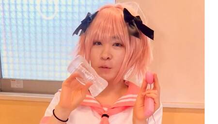 Femboy Astolfo ahe-gao masturbate using Artificial vagina japanese sissy cosplayer