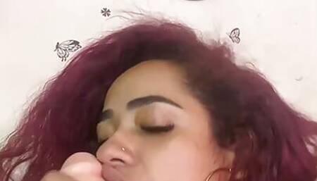 Sucking big white dick pt 3 with cum