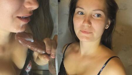 HOT TURKISH wife swallowing all the cum