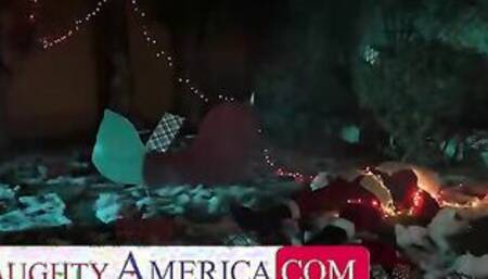 Casca Akashova & Paisley Porter ride Santa's candy cane